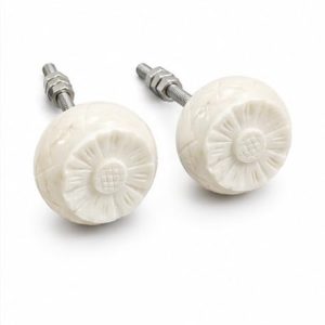 Leaf Pattern Bone Cabinet Knobs and Drawer Pulls Vintage Cabinet Knobs, Dresser Knobs Drawer Knobs Door Knobs Drawer Pulls Dresser Handles with Mounting Screws - Leaf Pattern (Pack of 2)
