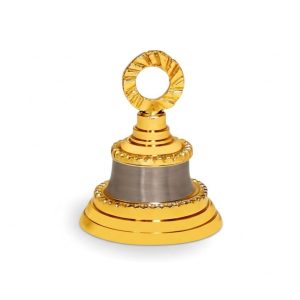 HANDTECHINDIA 2" Height Golden-Silver Indian Brass Bells Jingle Bells for Home Door Decor, Crafts, Chimes, Christmas Decor, Cow Pet Bells, Decorations, Hanging Ornament (1)