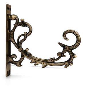 Vintage Brass Wall Bracket Decorative Hanging Hook | Antique Scroll Design Wall Mount for Lantern, Planter, Bells & Home Décor | Heavy Duty Metal Wall Hanger (Decorative)