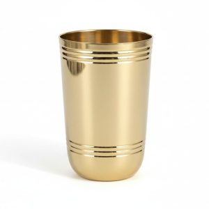 HANDTECHINDIA Handcrafted Brass Multipurpose Glass Traditional Drinking Tumbler for Water, Juice, Ayurveda, Pooja & Home Decor Vintage Style 300ml Capacity (Brass Vessel)
