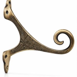 Vintage Brass Wall Bracket Decorative Hanging Hook | Antique Scroll Design Wall Mount for Lantern, Planter, Bells & Home Décor | Heavy Duty Metal Wall Hanger (Design)