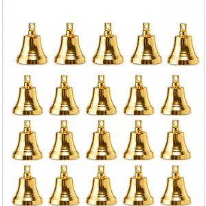 Wonderlist Handicrafts Small Indian Brass Bells Jingle Bells for Home Door Decor, Crafts, Chimes, Christmas Decor, Pet Bells, Religious Ceremonies, Festivals (Pack of 20)