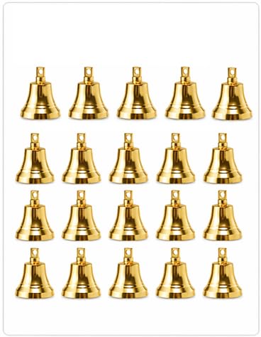 Wonderlist Handicrafts Small Indian Brass Bells Jingle Bells for Home Door Decor, Crafts, Chimes, Christmas Decor, Pet Bells, Religious Ceremonies, Festivals (Pack of 20)