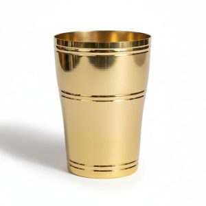 HANDTECHINDIA Handcrafted Brass Multipurpose Glass Traditional Drinking Tumbler for Water, Juice, Ayurveda, Pooja & Home Decor Vintage Style Solid Brass Glass 300ml Handmade Décor Glasses (Tumbler)