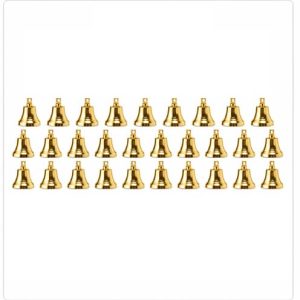 HANDTECHINDIA Small Indian Brass Bells Jingle Bells for Home Door Decor, Crafts, Chimes, Christmas Decor, Pet Bells, Decorations, Hanging Ornament (Pack of 30)