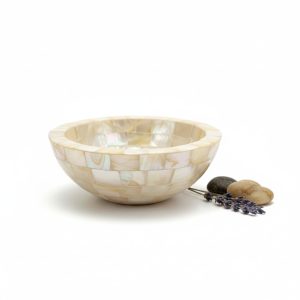Handmade Shell Inlay Mother of Pearl Centerpiece Bowl Decorative Accent Bowl with High Polished Finish for Home Decor, Table Display, Gift Item