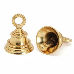 HANDTECHINDIA Brass Plain 2'' Bells for Christmas Decoration, Jingle Bell Sleigh Bell Crafts, Home Decor, Elephant Decor, Musical Instrument Accessory, Hanging Ornament (2)