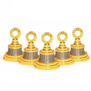 Wonderlist Handicrafts Jingle Bell 2 Inches Christmas Decorative Brass, Bell for Pet Dog Cat Pendants Christmas Tree Decoration Bells for Home Door Chimes Décor Set of 5 (Silver-Golden) (BRSO10A10)
