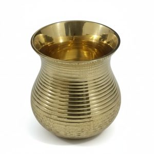 HANDTECHINDIA Handcrafted Brass Multipurpose Glass Traditional Drinking Tumbler for Water, Juice, Ayurveda, Pooja & Home Décor Vintage Style Solid Brass Glass – Handmade Décor Glasses (Matki)