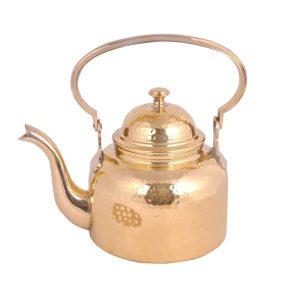 HANDTECHINDIA Handmade Pure Brass Kitchen Utensil Set, Traditional Masala Box, Cup, Plate, Small Kettle, Glass, Heavy Duty Home Decor Collection, 500 ml