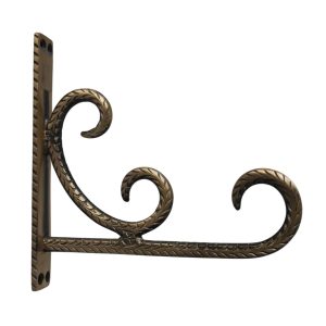 Vintage Brass Wall Bracket Decorative Hanging Hook | Antique Scroll Design Wall Mount for Lantern, Planter, Bells & Home Décor | Heavy Duty Metal Wall Hanger (Scroll Large)
