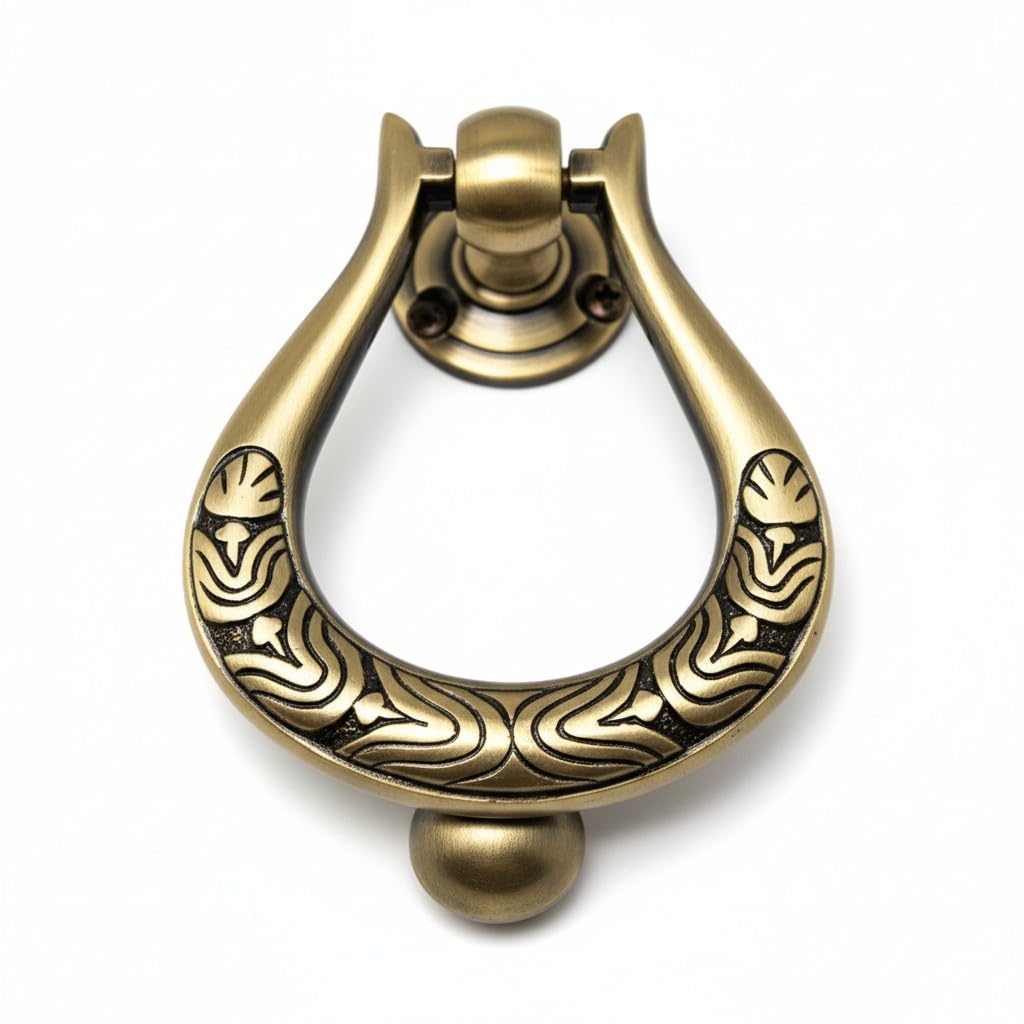 Decorative Golden Brass Door Knocker Victorian Style Brass Door Knocker Door Décor with Antique Finish Heavy Duty Brass Round Maharaja Door Knocker (Decorative Small)