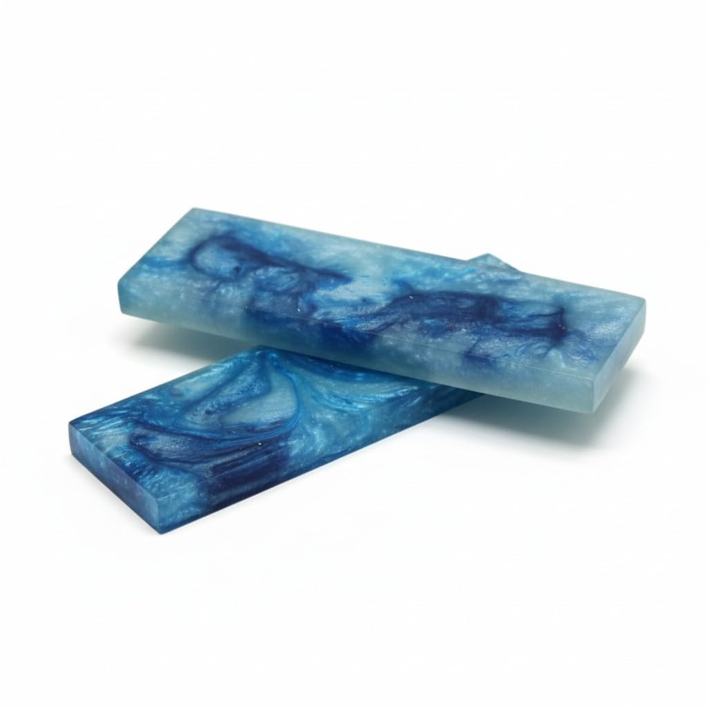 HANDTECHINDIA Mixed Colorful Resin Knife Handle Scales 2pcs Epoxy Resin Knife Handle Blanks for DIY Knife Making, Custom Craft Handles, Durable Decorative Grip Material (SKY-BLUE)
