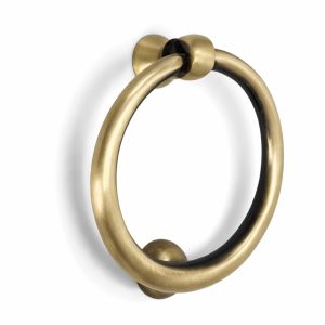HANDTECHINDIA Brass Door Knocker Hand-Etched Carved Gate Knocker Handle Pull Door Accessories Home Decor Door Hardware (Plain) - Golden - 3.5 Inches