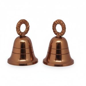 HANDTECHINDIA Rose-Gold Plain Indian Brass Bells Jingle Bells for Home Door Decor Crafts Christmas Decor Pet Bells in Various Size and Set (2, 1.25 inch)