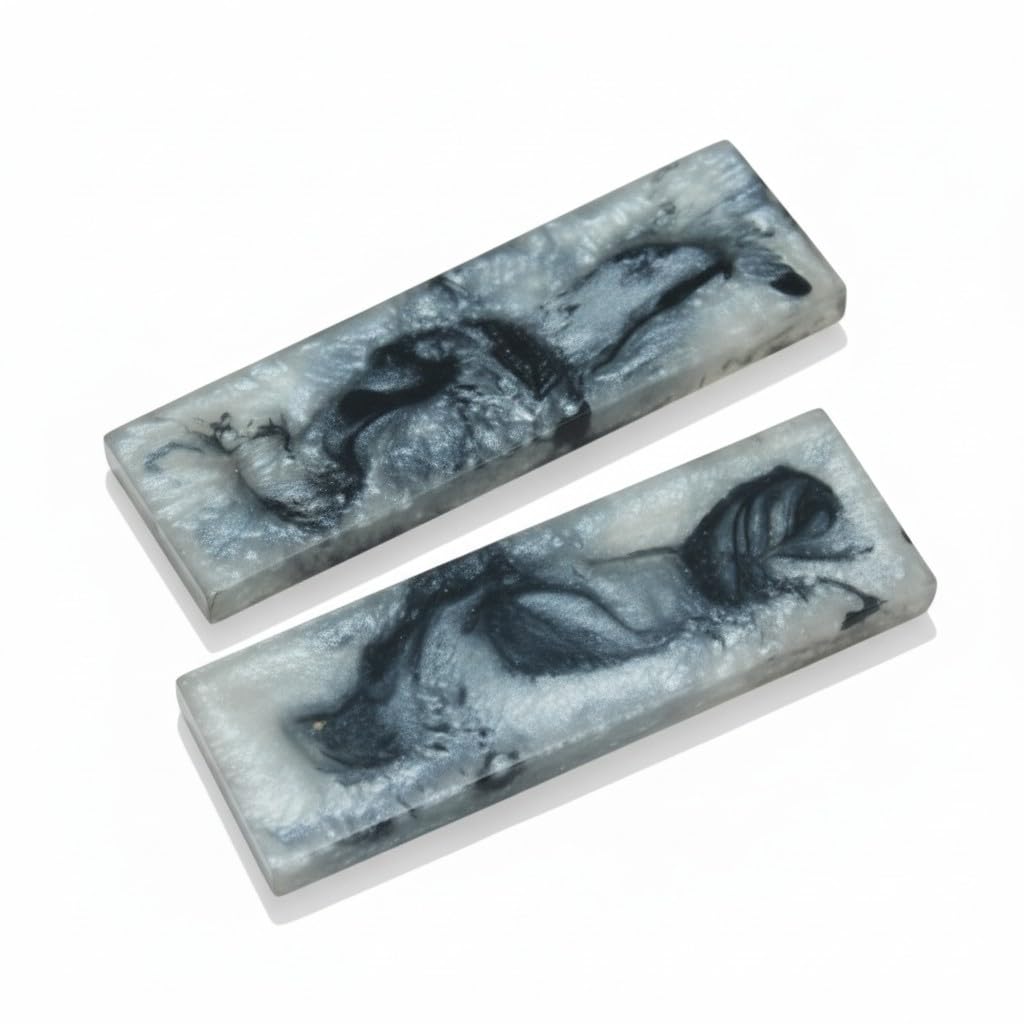 HANDTECHINDIA Mixed Colorful Resin Knife Handle Scales 2pcs Epoxy Resin Knife Handle Blanks for DIY Knife Making, Custom Craft Handles, Durable Decorative Grip Material (GRAY)