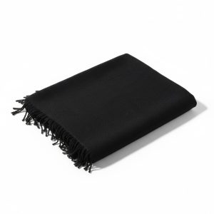 HANDTECHINDIA Woolen Meditation Shawl, Soft Pashmina, Large Prayer Blanket for Yoga, Travel, Spiritual Use, Tibetan Monk Style, Black