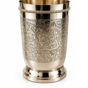 HANDTECHINDIA Pure Brass Glass Tumbler 250 ML with Beautiful Design, for Drinking Serving Water, Yoga & Ayurveda Drinkware Daily Use