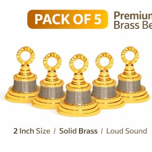 Wonderlist Handicrafts Elephant Camel Cow Brass Bells 2 inches Height 1.5 inches Dia Indian Vintage Style Decor Assorted 2 inches Brass Bells (Golden-Silver, 5), BL-HC345