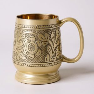 HANDTECHINDIA Handmade Pure Brass Kitchen Utensil Set, Traditional Masala Box, Cup, Plate, Kettle, Glass, Home Decor Collection Heavy Duty Home Decor (Cup Large)