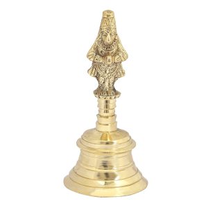 HANDTECHINDIA Loud Solid Pooja Bell Hand Bell Call Bell Wedding Bell Dinner Bell Temple Bell Puja Bell Golden Classroom Bell with Made by Brass (Hanuman)