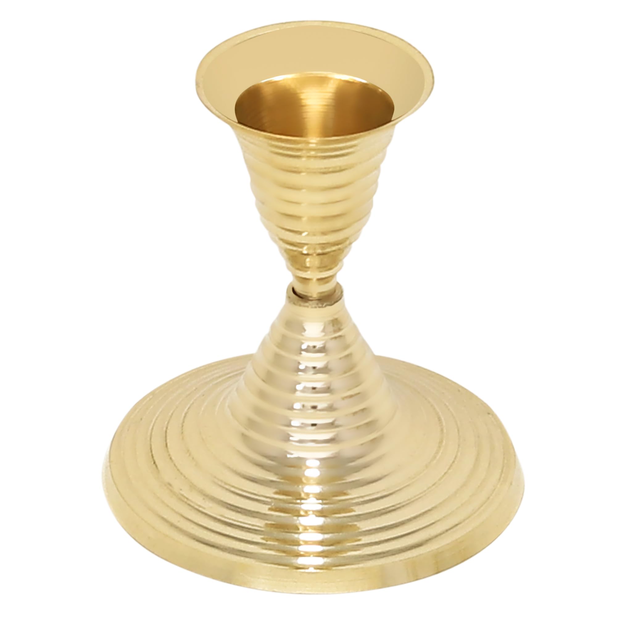 Vintage Brass Candle Holder, Traditional Design Antique-Style Decorative Tealight Holder Antique Home Decor Accent Retro (Plain Line)