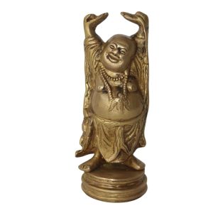 HANDTECHINDIA Happy Laughing Buddha Statue Brass Idol 6.5 Inch Heavy Handmade Feng Shui Good Luck Statue for Home Decor, Office, Wealth & Prosperity Gift (1000g)