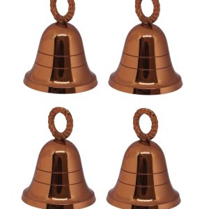 HANDTECHINDIA Rose-Gold Plain Indian Brass Bells Jingle Bells for Home Door Decor Crafts Christmas Decor Pet Bells in Various Size and Set (4, 2.5 inch)