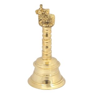 Wonderlist Handicrafts Brass Pooja Bell with Gods Sitting On Top (Nandi), 5 INCH, SE-45T