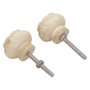 HANDTECHINDIA Handmade Bone Cabinet Knobs, Vintage Style, Decorative Hardware for Kitchen Drawer, Cupboard, Wardrobe, Rustic Home Decor (Pack of 2)