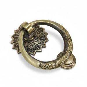 HANDTECHINDIA Brass Door Knocker Hand-Etched Carved Gate Knocker Handle Pull Door Accessories Home Decor Hardware Golden 3 x 5.5 Inches (Desgin)