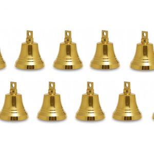 HANDTECHINDIA Small Indian Brass Bells Jingle Bells for Home Door Decor, Crafts, Chimes, Christmas Decor, Pet Bells, Decorations, Hanging Ornament (Pack of 10)