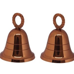 HANDTECHINDIA Rose-Gold Plain Indian Brass Bells Jingle Bells for Home Door Decor Crafts Christmas Decor Pet Bells in Various Size and Set (2, 2.5 inch)