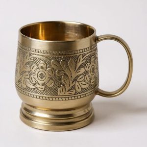 HANDTECHINDIA Handmade Pure Brass Cup (Small) Traditional Indian Kitchen Utensil | Heavy-Duty Brass Home Decor & Utility Cup