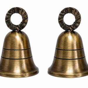 Antique-Gold Plain Indian Brass Bells Jingle Bells Home Door Décor Crafts Bells Christmas Decor Bells Pet Bells Christmas Craft Bells in Various Size and Set. (2, 1.25 inch)