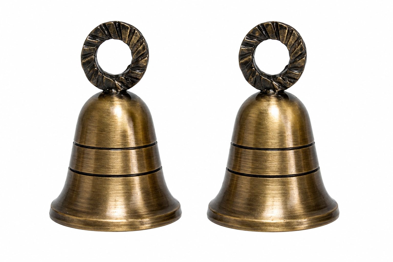 Antique-Gold Plain Indian Brass Bells Jingle Bells Home Door Décor Crafts Bells Christmas Decor Bells Pet Bells Christmas Craft Bells in Various Size and Set. (2, 1.25 inch)