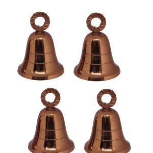 HANDTECHINDIA Rose-Gold Plain Indian Brass Bells Jingle Bells for Home Door Decor Crafts Christmas Decor Pet Bells in Various Size and Set (4, 1.5 inch)