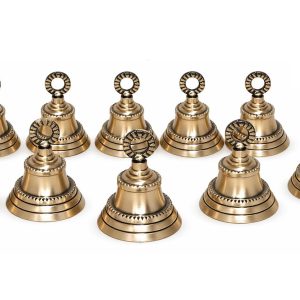 HANDTECHINDIA Brass Antique Hanging 2'' Christmas Jingle Bells Sleigh Bell for Home Decor Crafts Musical Instrument Accessory Elephant Decor (10)