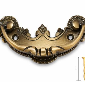 HANDTECHINDIA Antique Brass Drawer Pull Handles Set with Brass Screws Vintage Cabinet Handles Decorative Dresser Pulls for Furniture, Cupboard, Wardrobe, Desk & Chest Drawers (Type-4)
