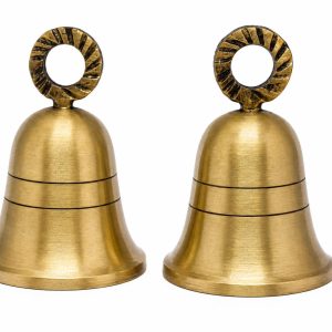 Antique-Gold Plain Indian Brass Bells Jingle Bells Home Door Décor Crafts Bells Christmas Decor Bells Pet Bells Christmas Craft Bells in Various Size and Set. (2, 1.5 inch)