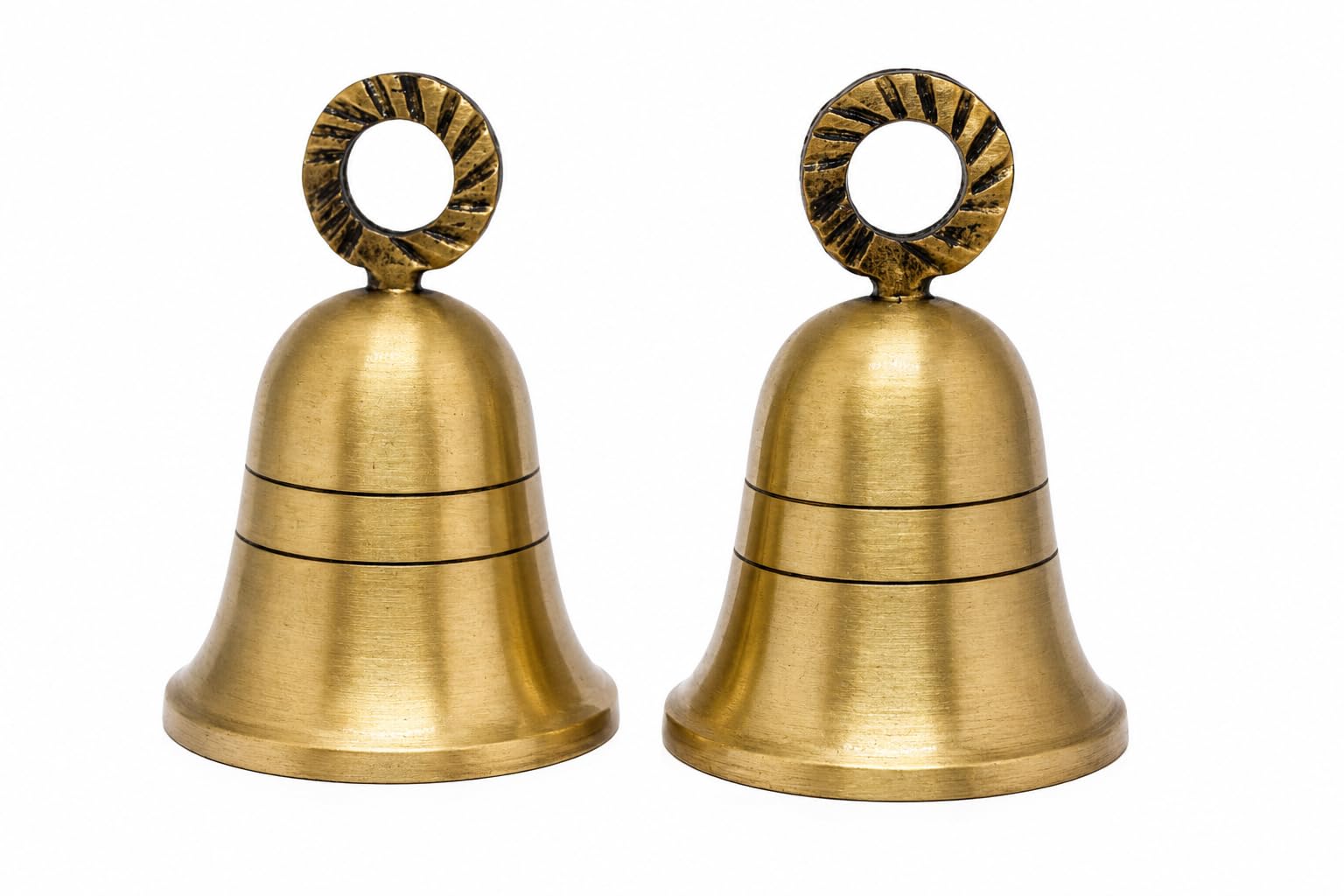 Antique-Gold Plain Indian Brass Bells Jingle Bells Home Door Décor Crafts Bells Christmas Decor Bells Pet Bells Christmas Craft Bells in Various Size and Set. (2, 1.5 inch)