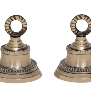 HANDTECHINDIA Elephant Camel Cow Brass Bells 2" Height 1.5" Dia Indian Vintage Style Decor for Christmas Decorations and Crafts Home Door Hanging Ornament Set of 2