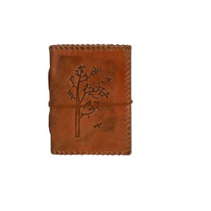 Wonderlist Handicrafts Vintage Leather Journal Notebook – 5x7 Inch Handmade Personal Diary with Unlined Pages, Tree Embossed Cover, Rustic Travel Writing Sketchbook