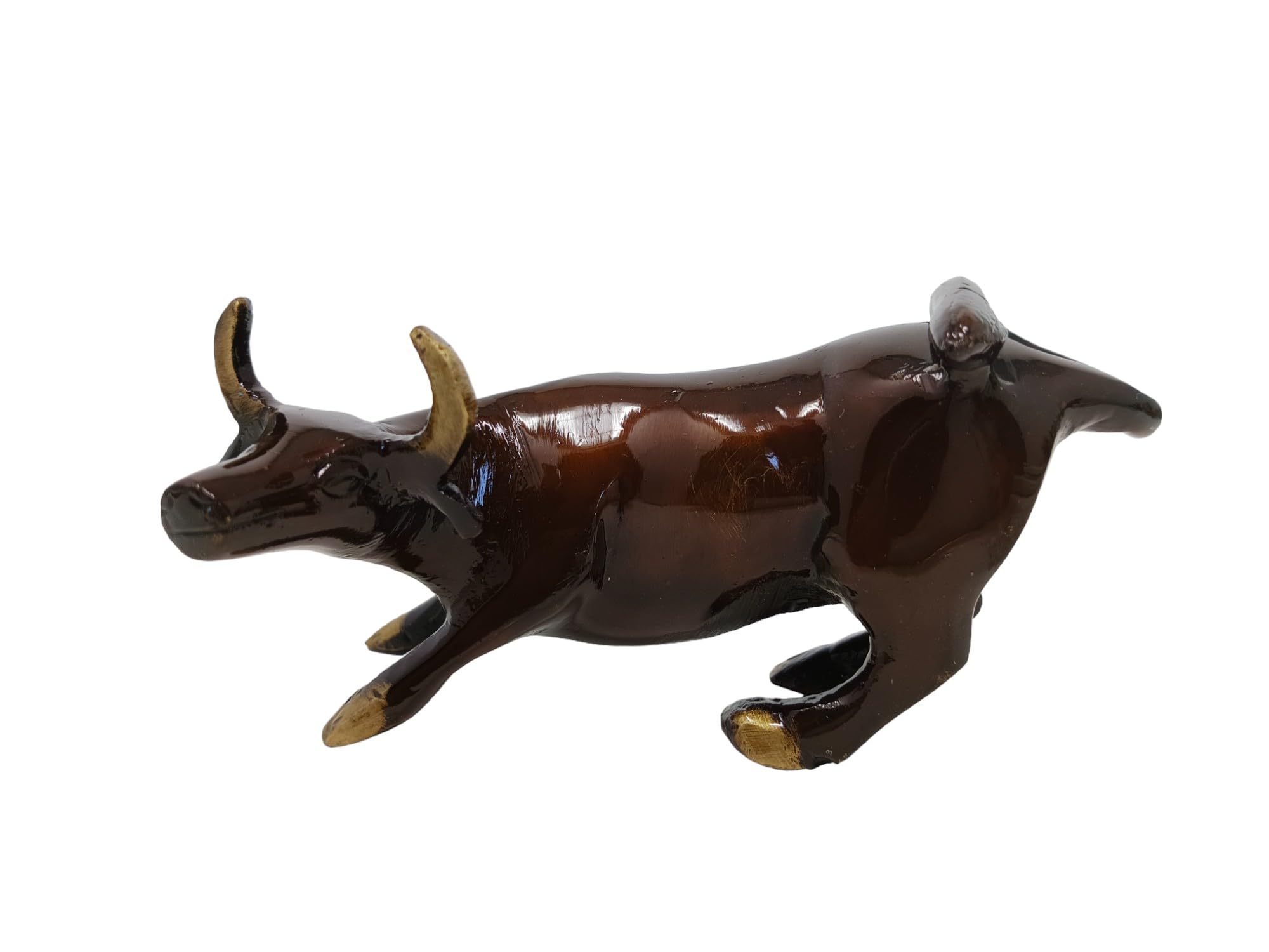 Brass Bull Figurine, Wall Street Bull Art Decor, Bull/Cow/Ox Figure Statue Home Decor Represents Good Luck of Career and Wealth (1)