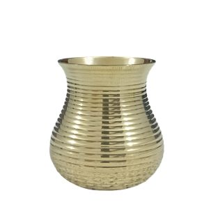 HANDTECHINDIA Pure Brass Glass Tumbler 250 ML with Beautiful Design, Matki Style, for Drinking Serving Water, Yoga & Ayurveda Drinkware Daily Use