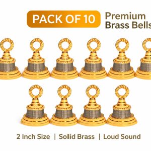 Wonderlist Handicrafts Jingle Bell 2 Inches Christmas Decorative Brass, Bell for Pet Dog Cat Pendants Christmas Tree decor Bells for Home Door Chimes Décor Set of 10 (Sliver-Golden) (BRSO10A10)