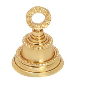 HANDTECHINDIA Embossed Gold Indian Brass Bells Jingle Bells Home Door Decor Crafts Christmas Decor Pet Bells in Various Size and Set for Festival Occasions (Embossed, 1)