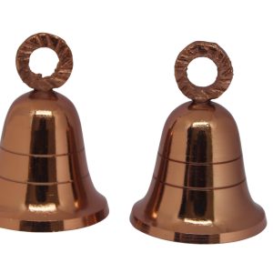 HANDTECHINDIA Rose-Gold Plain Indian Brass Bells Jingle Bells for Home Door Decor Christmas Crafts Pet Bells in Various Size and Set (2, 1.5 inch)