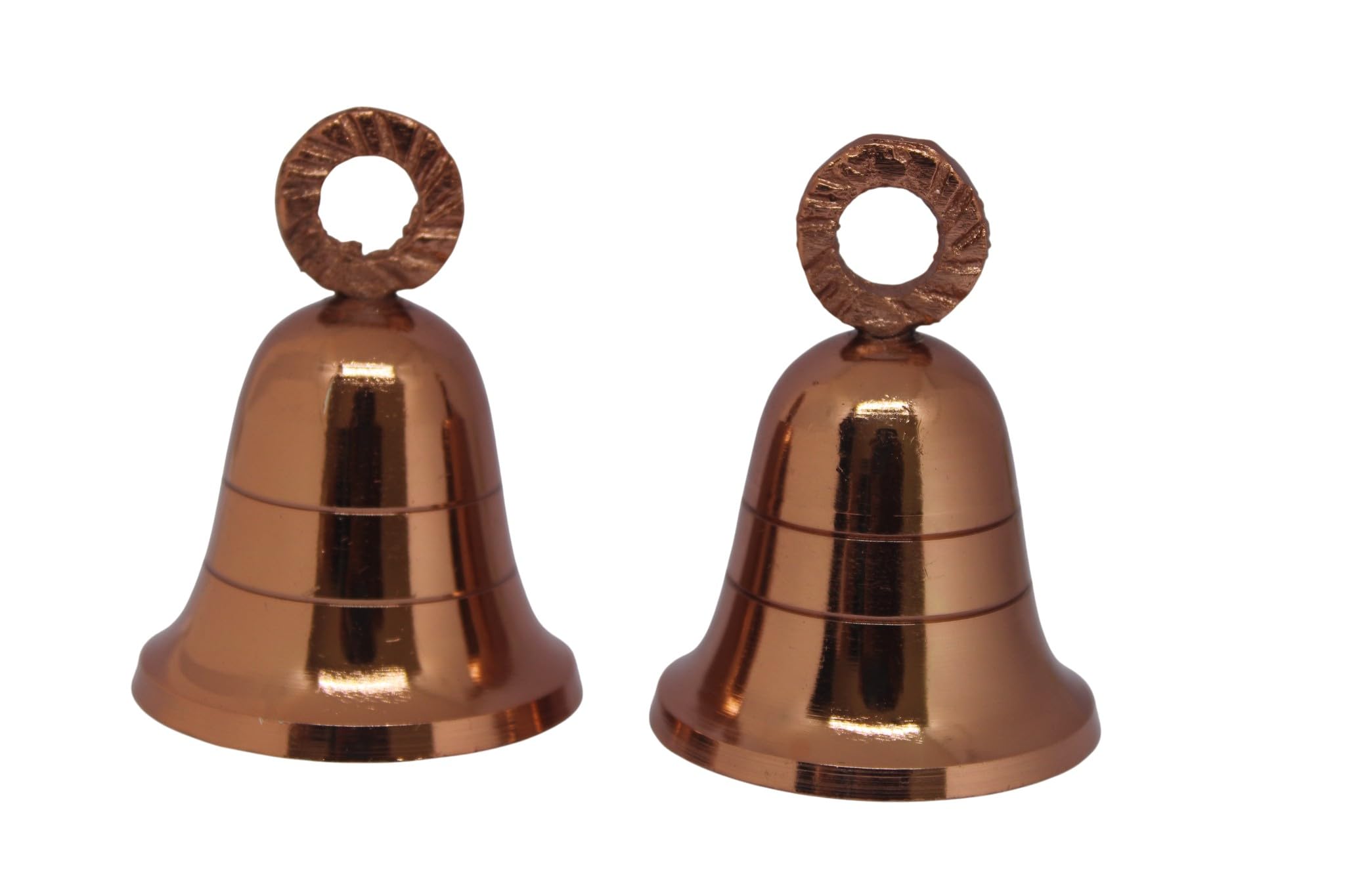 HANDTECHINDIA Rose-Gold Plain Indian Brass Bells Jingle Bells for Home Door Decor Christmas Crafts Pet Bells in Various Size and Set (2, 1.5 inch)
