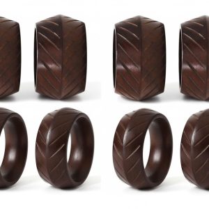 Tabletop Decor Wooden Napkin Rings Set, Rustic Farmhouse Style Table Setting, Natural Wood Grain (10)